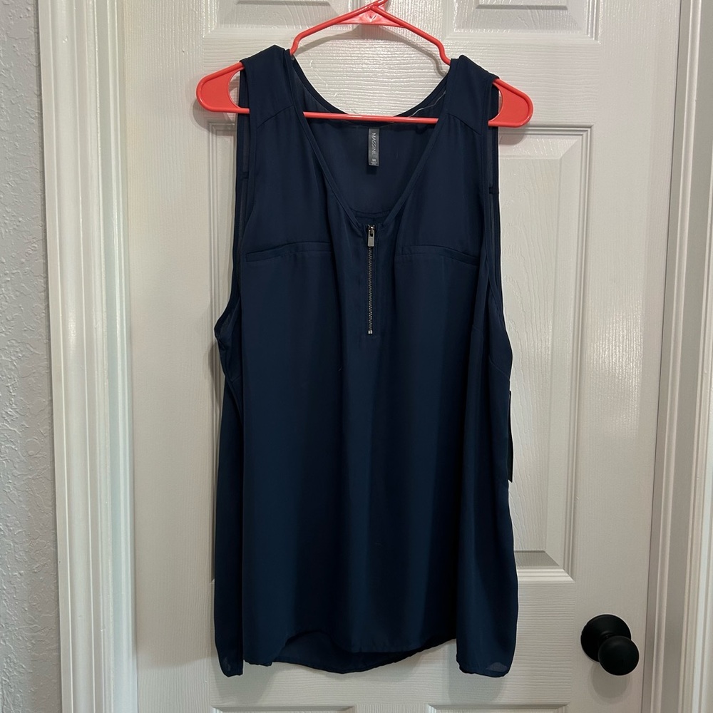 Massini Navy Blue zippered tank size 3XL - Picture 1 of 9